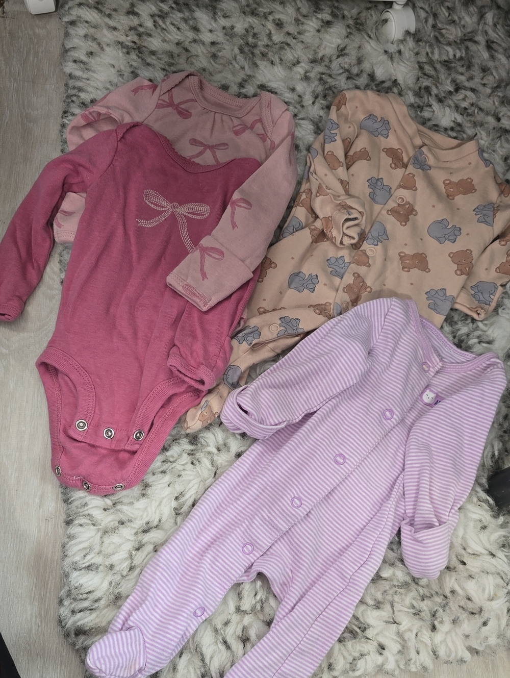 BUNDLE Carter's Pink & Mauve Girls Long-Sleeve One-Piece Bodysuits Pack
